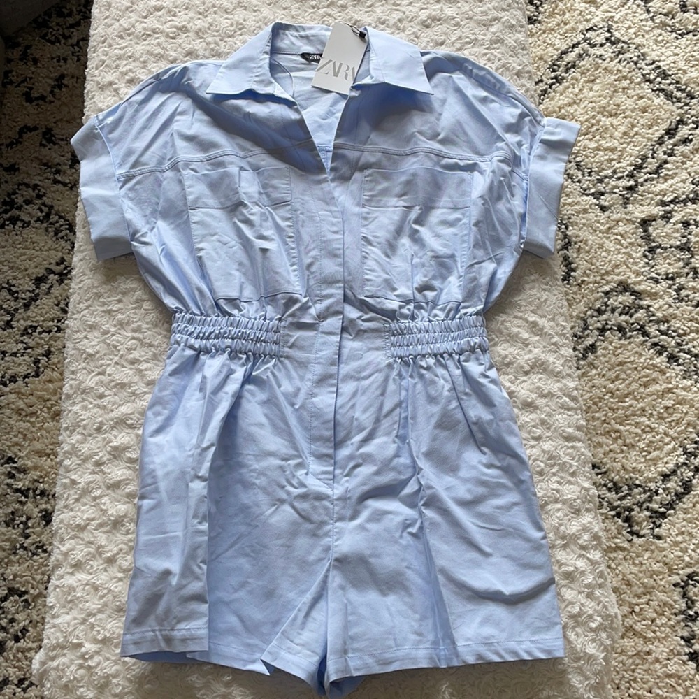 Zara Oxford Short Jumpsuit